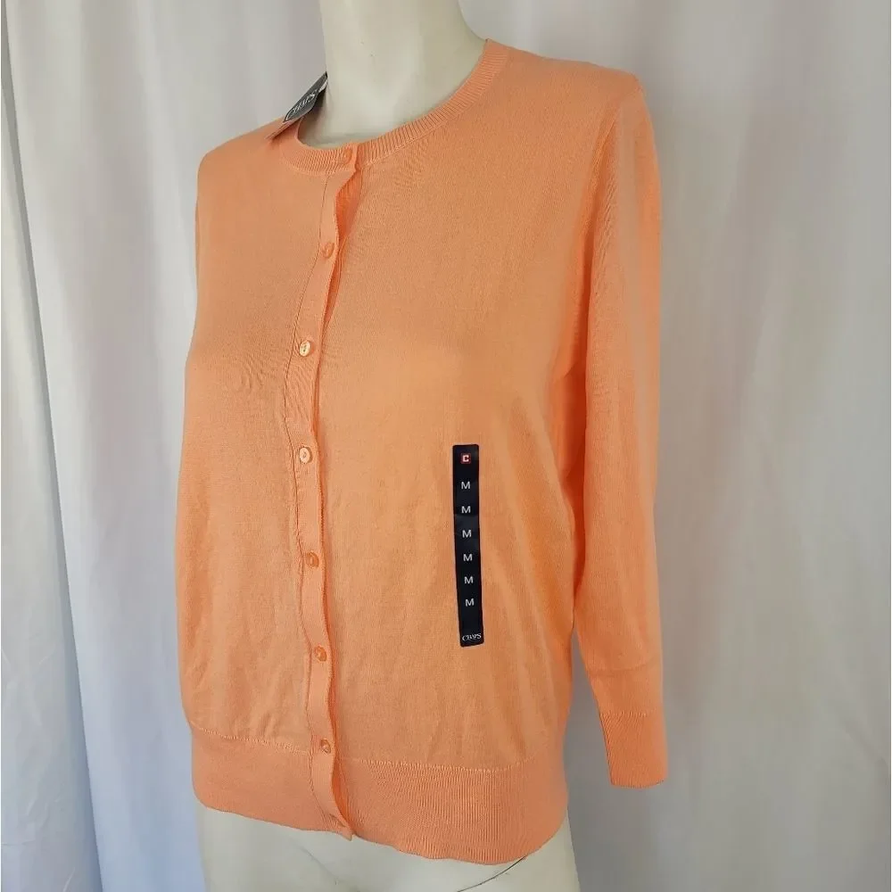 Chaps orange cardigan size M - Picture 7 of 7